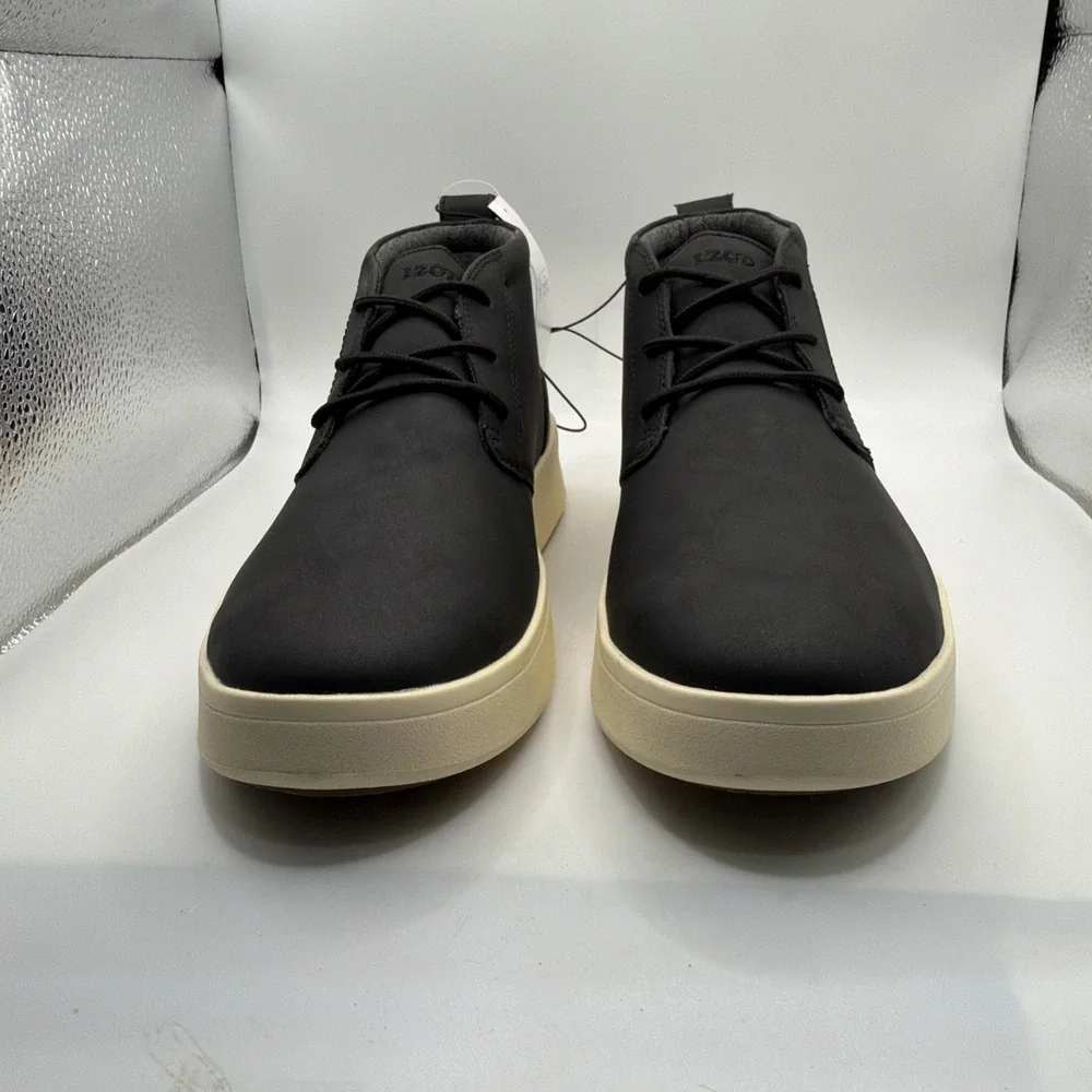 Izod Palmer Chukka Boots Men's Black Faux Leather Memory Foam Lace Up Casual - 8